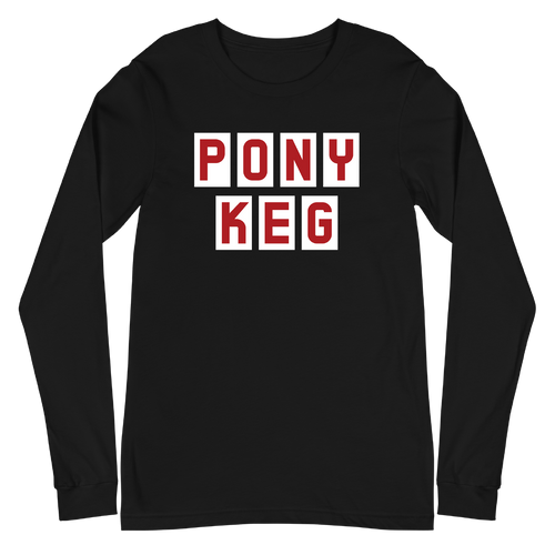 A mockup of the Pony Keg Lounge Long Sleeve Tee