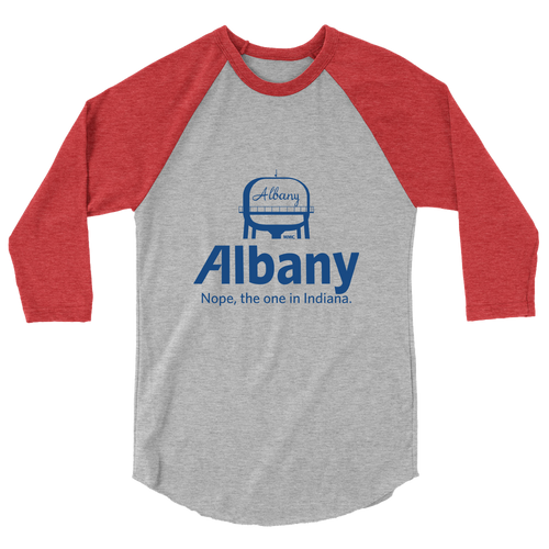 A mockup of the Allstate Parody Albany Watertower Raglan 3/4 Sleeve