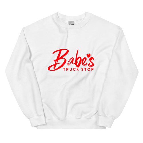 A mockup of the Babe's Truck Stop Crewneck