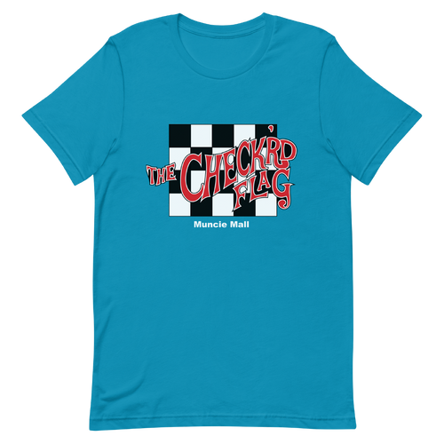 A mockup of the Checkrd Flag Menswear Store T-Shirt