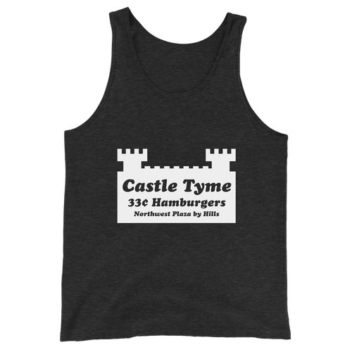 A mockup of the Castle Tyme Restaurant Tank Top