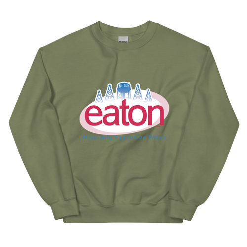 A mockup of the Evian Parody Eaton Water Crewneck