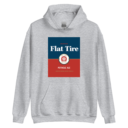 A mockup of the Flat Tire Pothole Dodgers' Ale Fat Tire Parody Hoodie