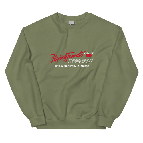 A mockup of the Flying Tomato Restaurant Crewneck