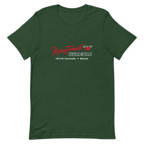 A mockup of the Flying Tomato Restaurant T-Shirt