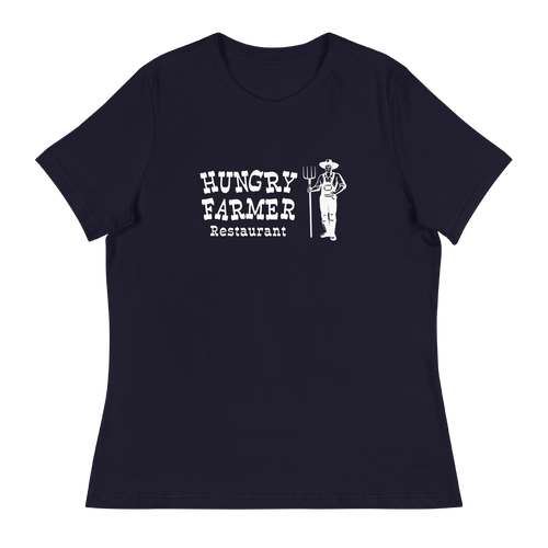 A mockup of the Hungry Farmer Restaurant Ladies Tee