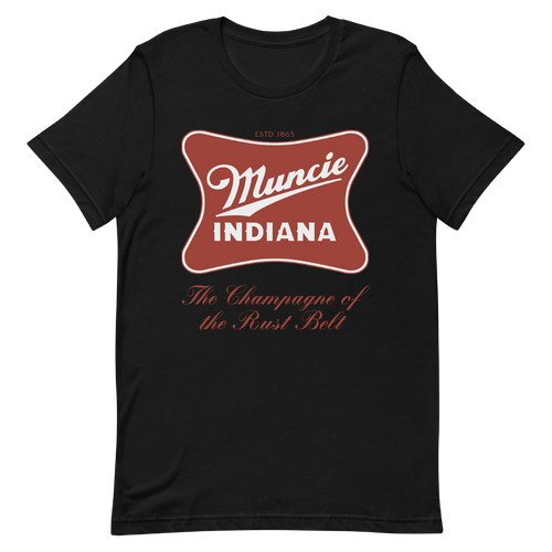 A mockup of the High Life Parody Muncie T-Shirt