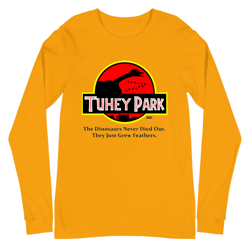 A mockup of the Jurassic Tuhey Park Long Sleeve Tee
