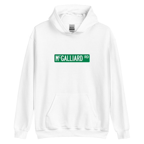A mockup of the McGalliard Rd Hoodie