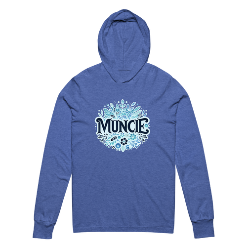 A mockup of the Autumn Bouquet Muncie Frost Hooded Tee
