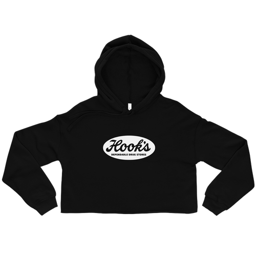 A mockup of the Hook's Dependable Drug Stores Ladies Cropped Hoodie