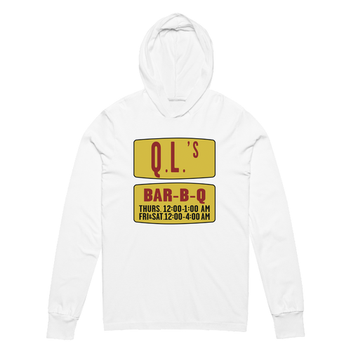 A mockup of the QL's Bar-B-Q Hooded Tee