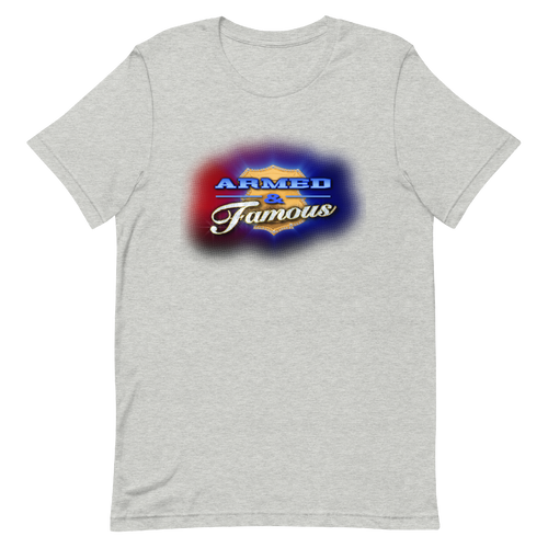 A mockup of the Armed & Famous TV Show T-Shirt
