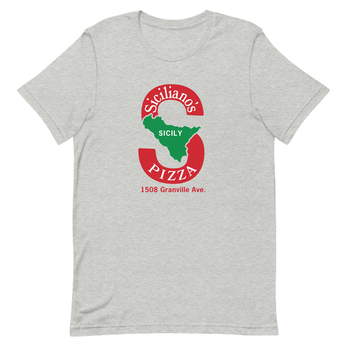 A mockup of the Siciliano's Pizza T-Shirt