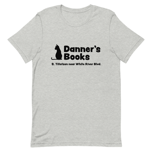 A mockup of the Danner's Books T-Shirt