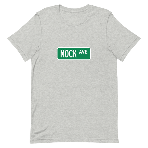 A mockup of the Mock Ave Street Sign Muncie T-Shirt