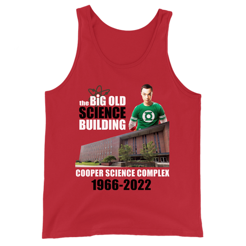 A mockup of the Cooper Science Complex Memorial Tank Top