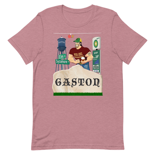 A mockup of the Gaston Gaston Parody T-Shirt