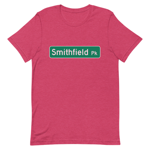 A mockup of the Smithfield Pike Street Sign Selma T-Shirt