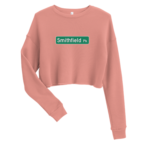 A mockup of the Smithfield Pike Street Sign Selma Ladies Cropped Crewneck
