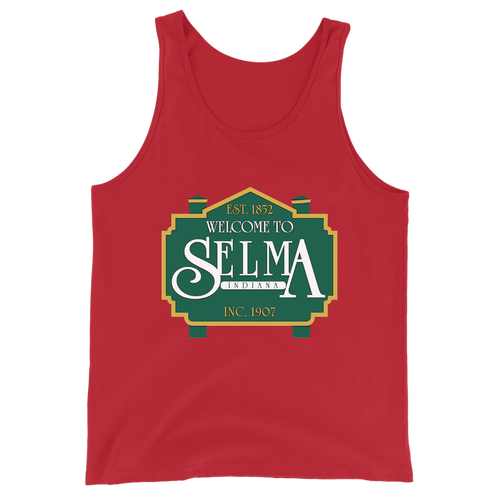 A mockup of the Welcome to Selma Sign Tank Top
