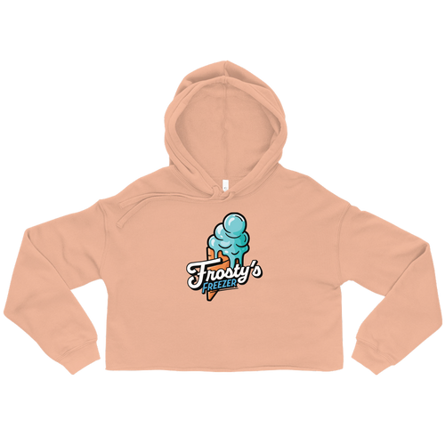 A mockup of the Frosty's Freezer Selma Ladies Cropped Hoodie