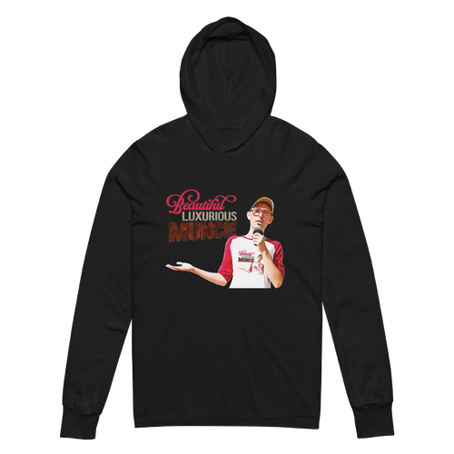 A mockup of the Ray Toffer's Endless Loop of Self Promotion Hooded Tee