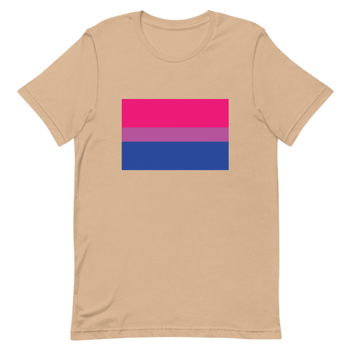 A mockup of the Bisexual Pride Flag T-Shirt