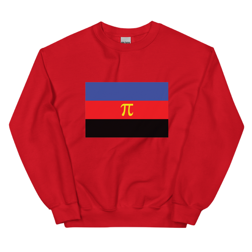 A mockup of the Polyamorous Pride Flag Crewneck