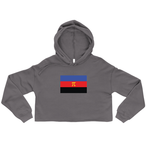 A mockup of the Polyamorous Pride Flag Ladies Cropped Hoodie