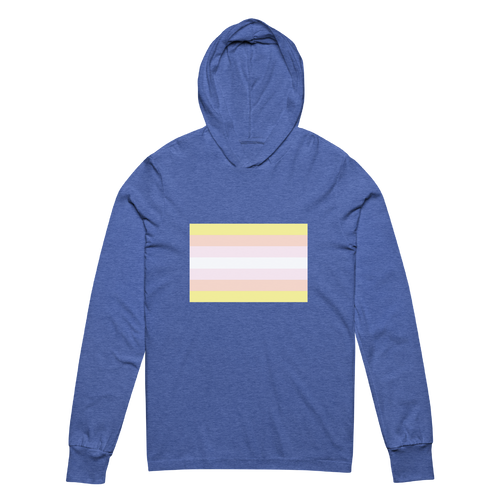 A mockup of the Pangender Pride Flag Hooded Tee