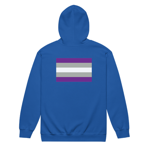 A mockup of the Graysexual Pride Flag Zipping Hoodie