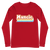 A mockup of the 70s Rainbow Muncie Long Sleeve Tee