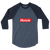 A mockup of the Supreme Parody Muncie Raglan 3/4 Sleeve