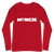 A mockup of the Muncie Heart Long Sleeve Tee