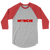 A mockup of the Muncie Heart Raglan 3/4 Sleeve