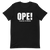 A mockup of the Ope! Hoosier T-Shirt