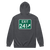 A mockup of the Exit (2)41 Sign Muncie Zipping Hoodie