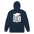 A mockup of the AT&T Building Shape Muncie Zipping Hoodie