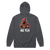 A mockup of the Fly Chucky Cardinal Zipping Hoodie