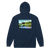 A mockup of the Bucolic Serenity White River Zipping Hoodie
