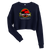A mockup of the Jurassic Tuhey Park Ladies Cropped Crewneck