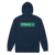 A mockup of the Albany St Street Sign Selma Zipping Hoodie