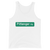 A mockup of the Pittenger Rd Street Sign Selma Tank Top