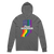 A mockup of the Proud Hoosier Rainbow US Hooded Tee