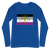 A mockup of the Asexual Indiana Pride Flag Long Sleeve Tee