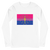 A mockup of the Bisexual Indiana Pride Flag Long Sleeve Tee