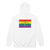 A mockup of the Rainbow Indiana Pride Flag Zipping Hoodie