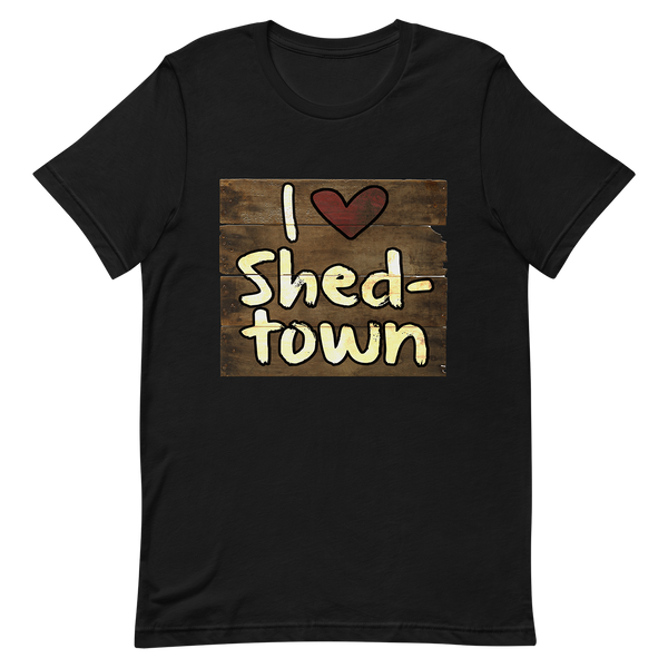 A mockup of the I Heart Shedtown Muncie T-Shirt
