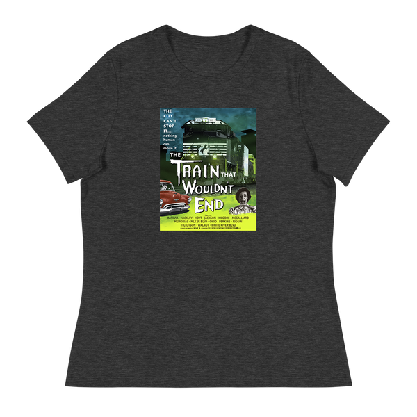 A mockup of the Train That Wouldn't End Ladies Tee